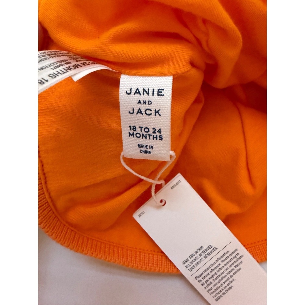 New Janie and Jack Harvest Pumpkin Sweater Romper and Hat Set Orange 18-24 Mo - Picture 9 of 11